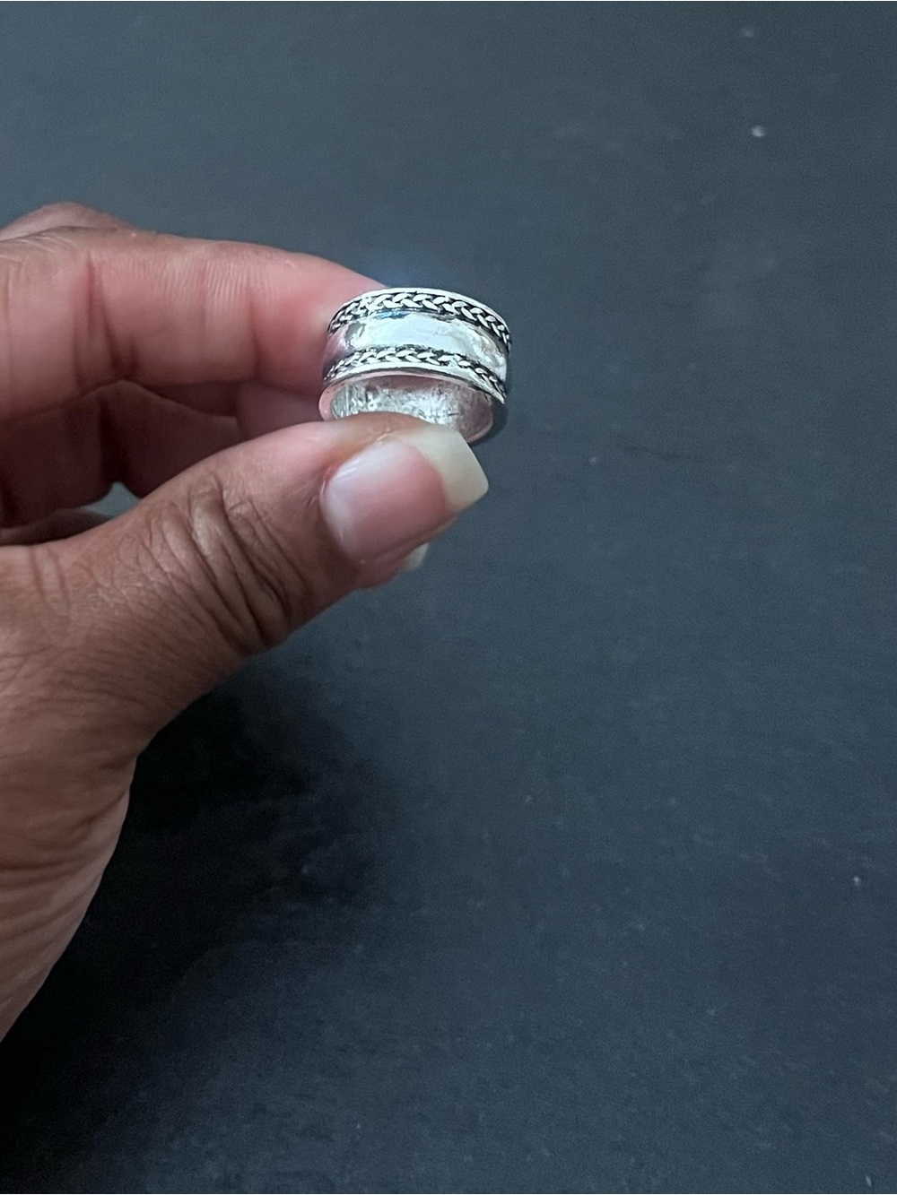 Stainless Steel Braided Wide Band Ring size 7- Silver